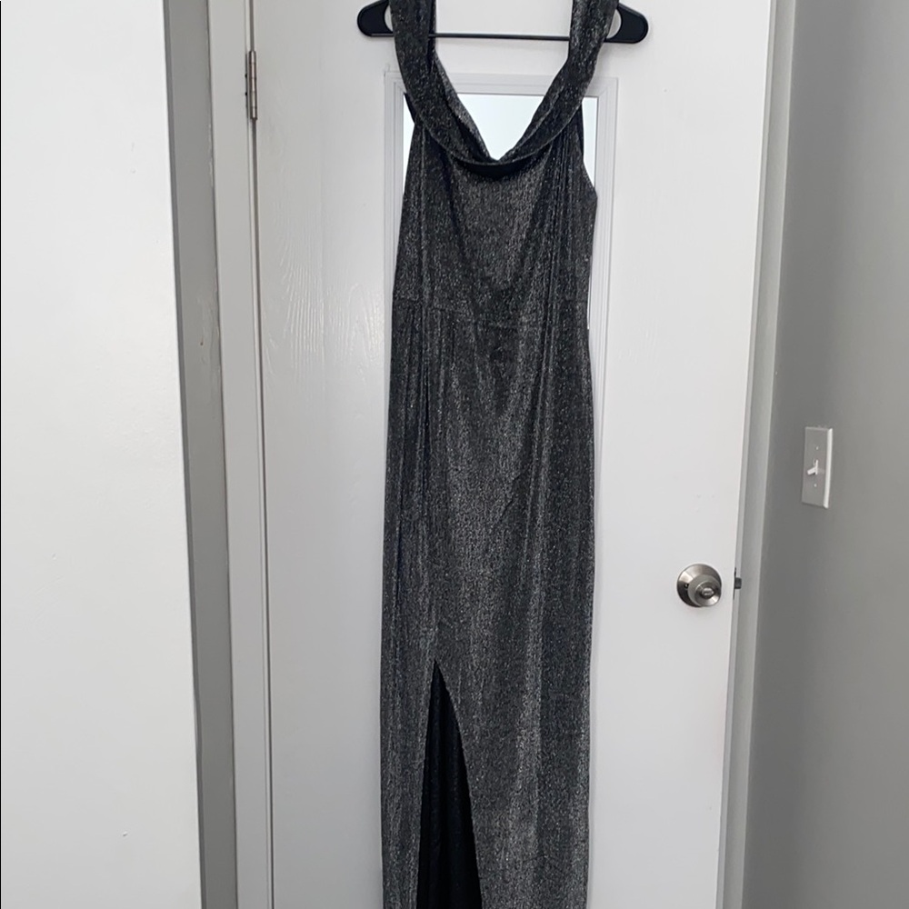 Elegant Silver Evening Gown